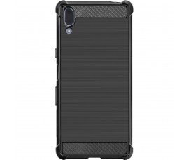 Силиконовый чехол Carbon Fiber для Sony Xperia L3 (Черный)