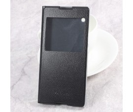 Кожаный чехол с окошкой для Sony Xperia XA1 Ultra (Черный)