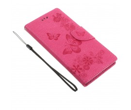 Кожаный чехол с бабочкой для Sony Xperia XA1 Ultra (Розовый)