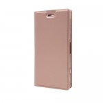 Кожаный чехол для Sony Xperia XZ1 Compact (Розово-золотистый)