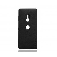 Кожаный чехол с силиконовой рамкой для Sony Xperia XZ3 (Черный)