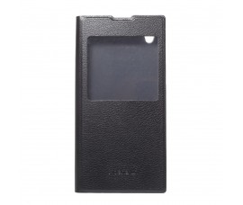 Кожаный чехол с окошкой для Sony Xperia L1 (Черный)