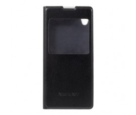 Кожаный чехол с окошкой для Sony Xperia XA1 (Черный)