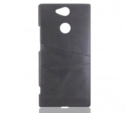 Кожаный чехол со слотами для карт для Sony Xperia XA2 Plus (Черный)
