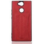 Гелевый чехол с кожаной вставкой и подставкой для Sony Xperia XA2 (Красный)