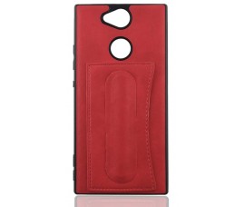Гелевый чехол с кожаной вставкой и подставкой для Sony Xperia XA2 (Красный)